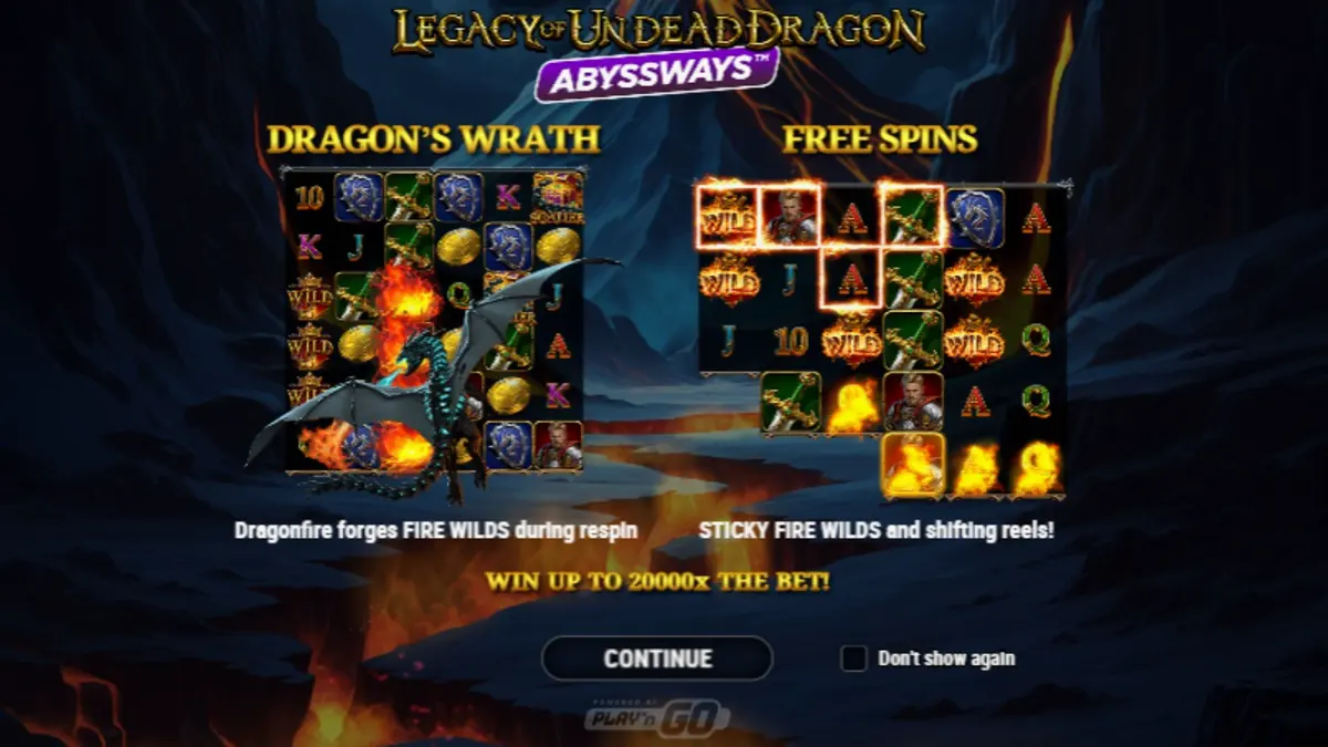 Tampilan visual epik dari slot Legacy of Undead Dragon Abyssways dengan naga mayat hidup di latar belakang.