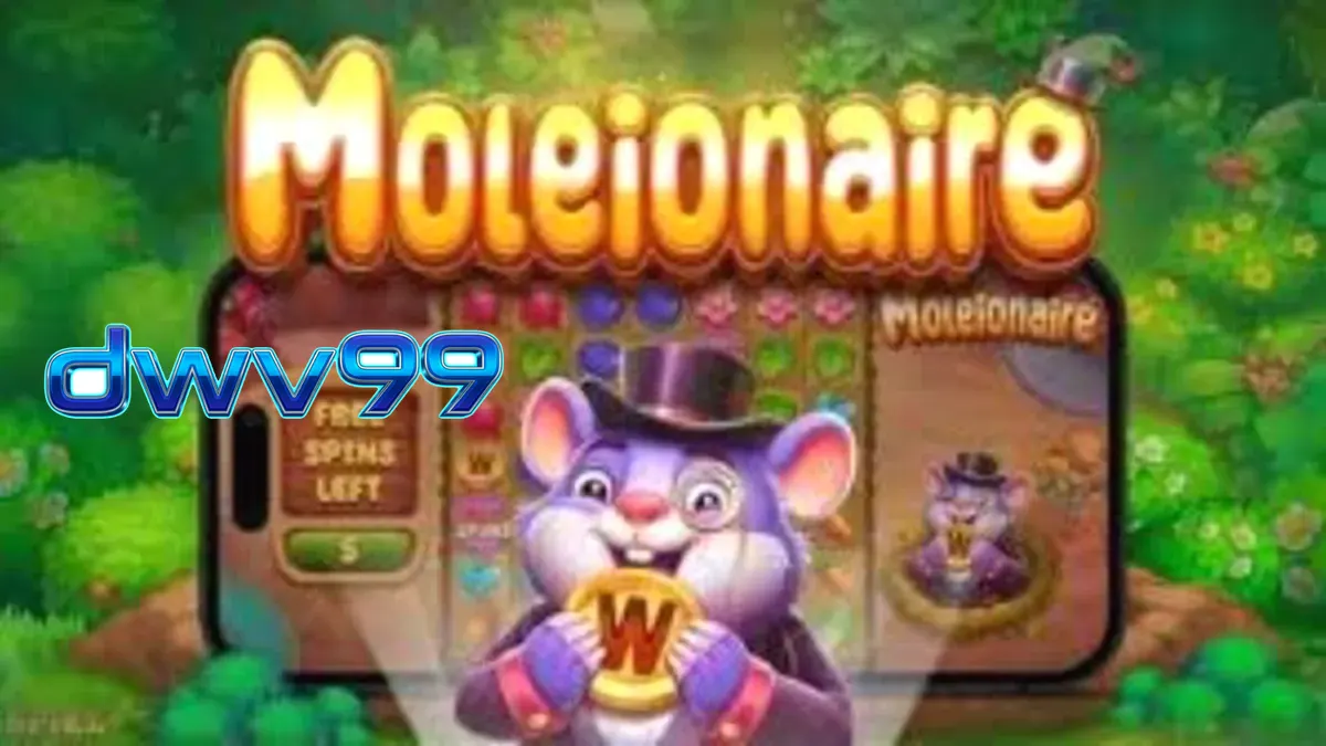 Tampilan visual slot Moleionaire dengan karakter tikus tanah yang ceria