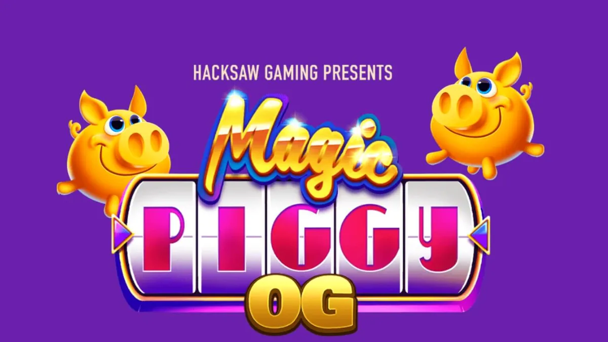 Tampilan visual slot Magic Piggy OG dengan tema game-show dan piggy bank emas